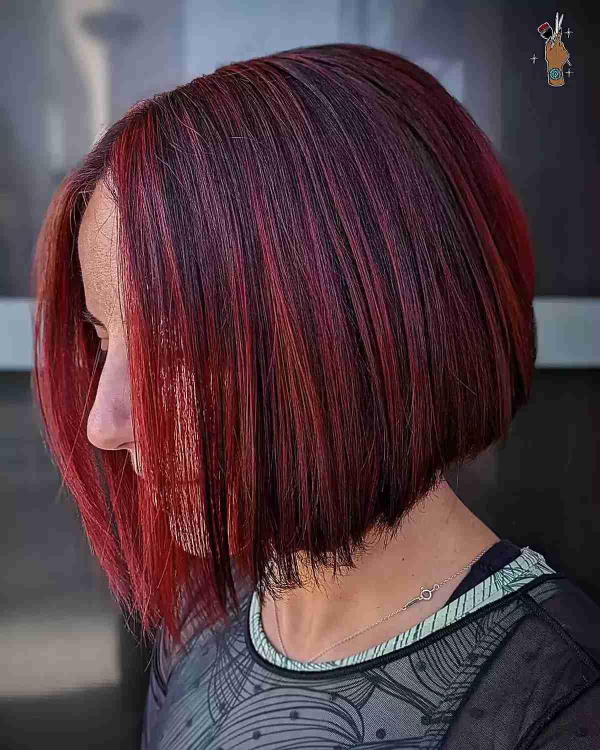 Sleek Angled Bob with Red Panels