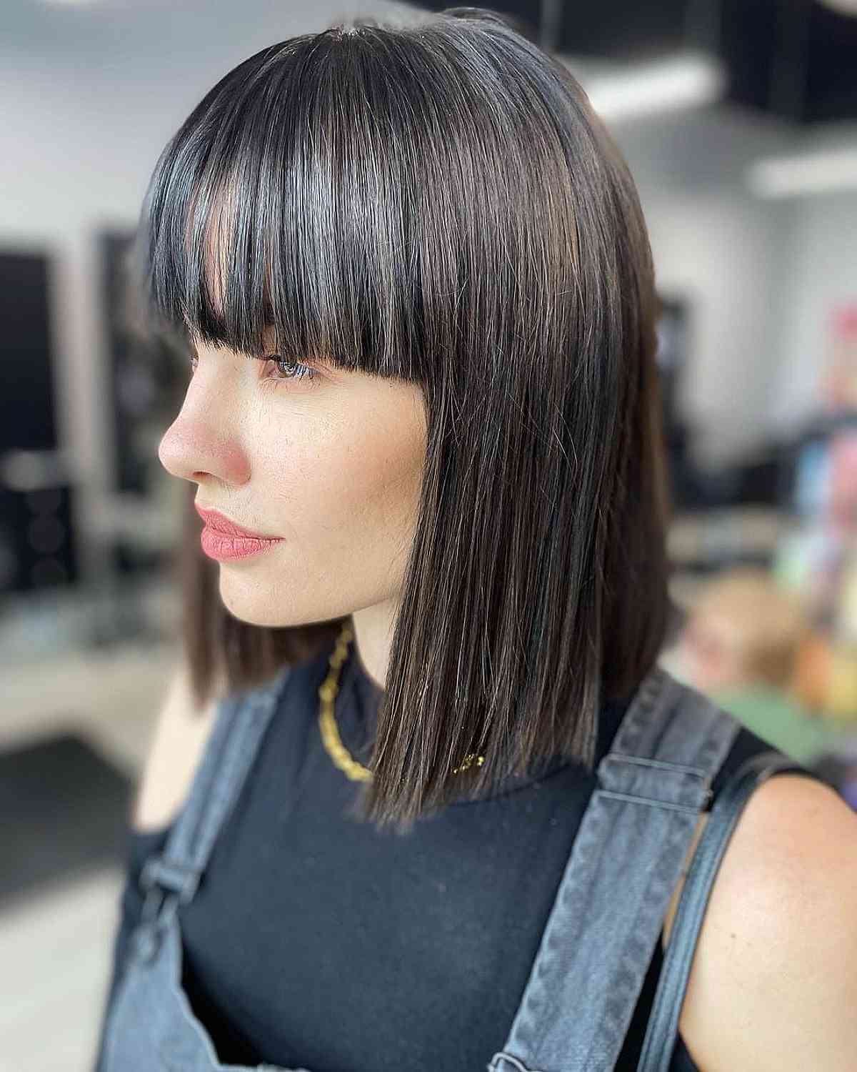 Sleek Blunt Bob with Blunt Bangs