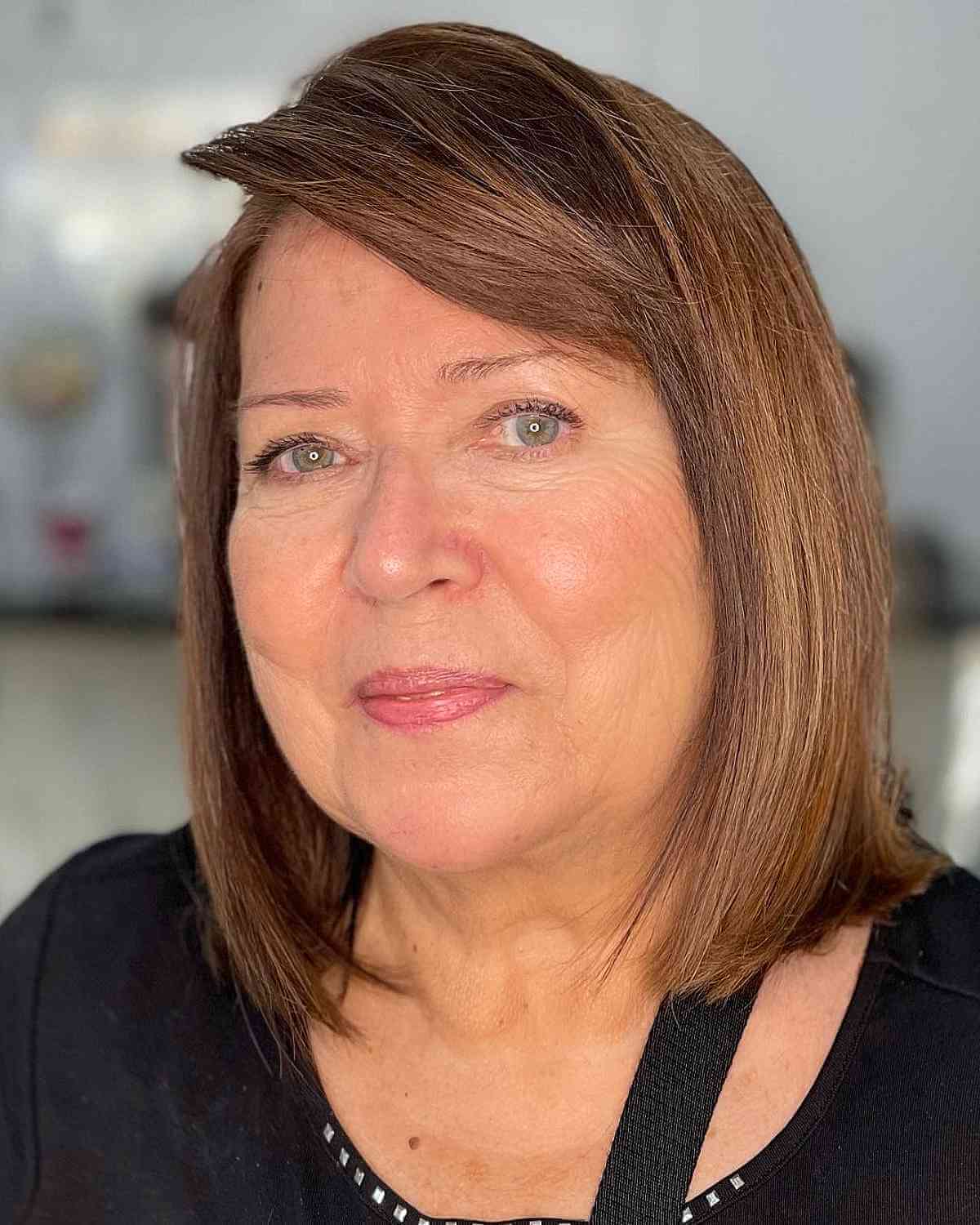 Sleek Bob with Side Fringe for Older Women