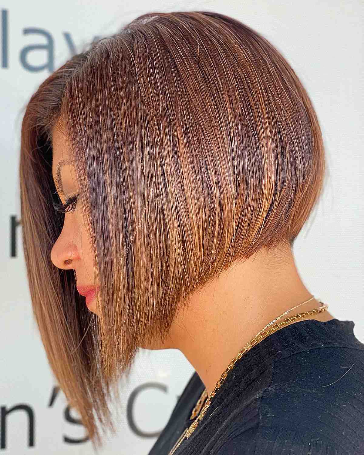 sleek short asymmetrical bob