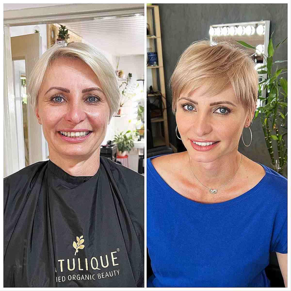 Soft Creamy Blonde Pixie for Fine Hair