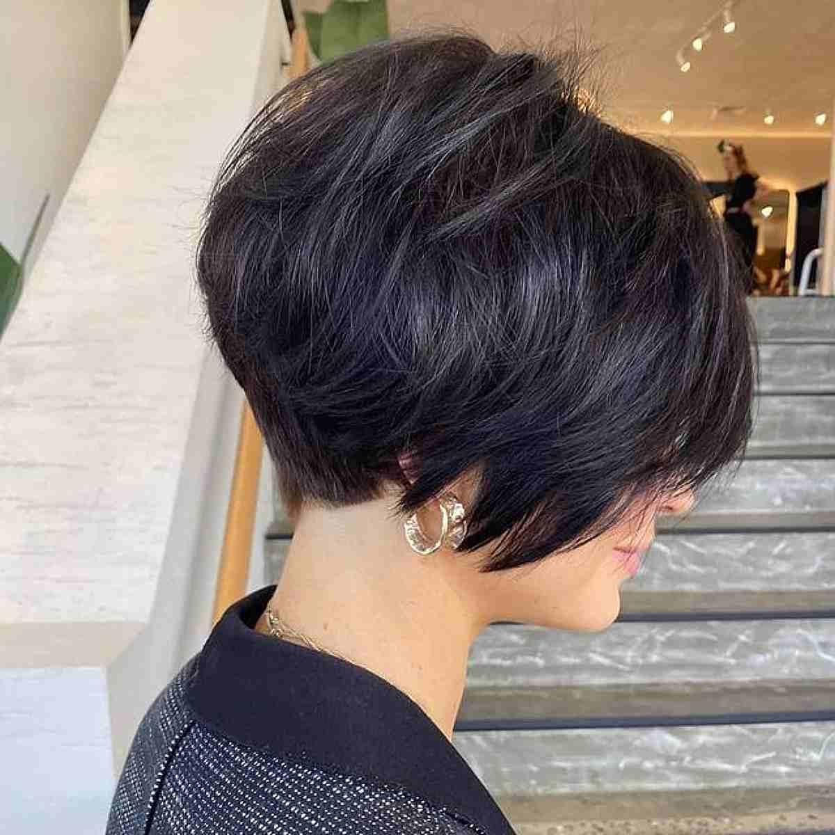 Textured Pixie Bob for Thick Ear-Length Hair