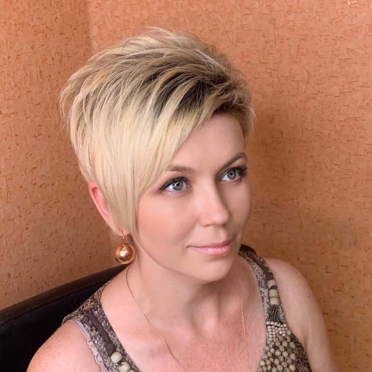 Texutred asymmetrical pixie haircut