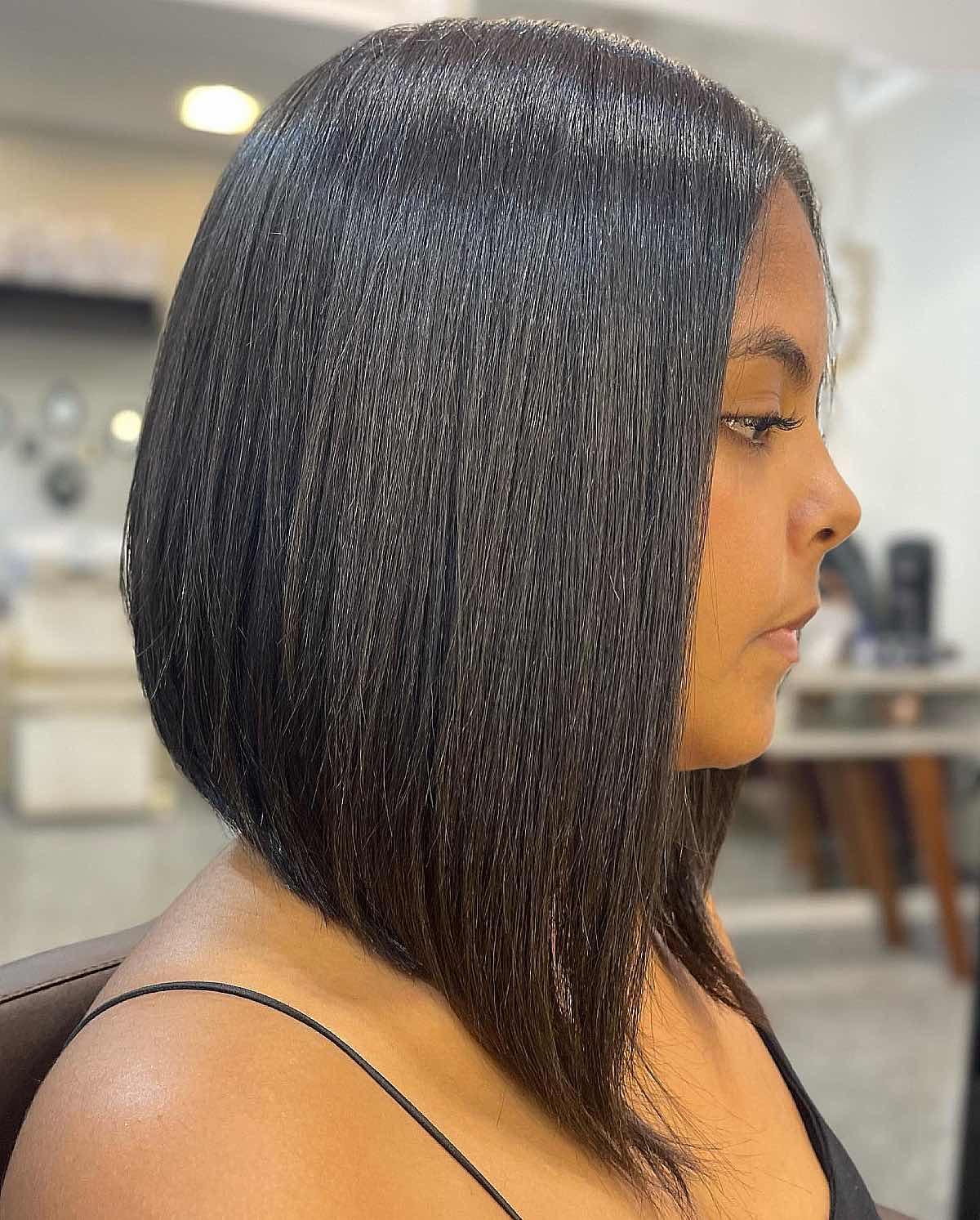 timeless angled bob cut