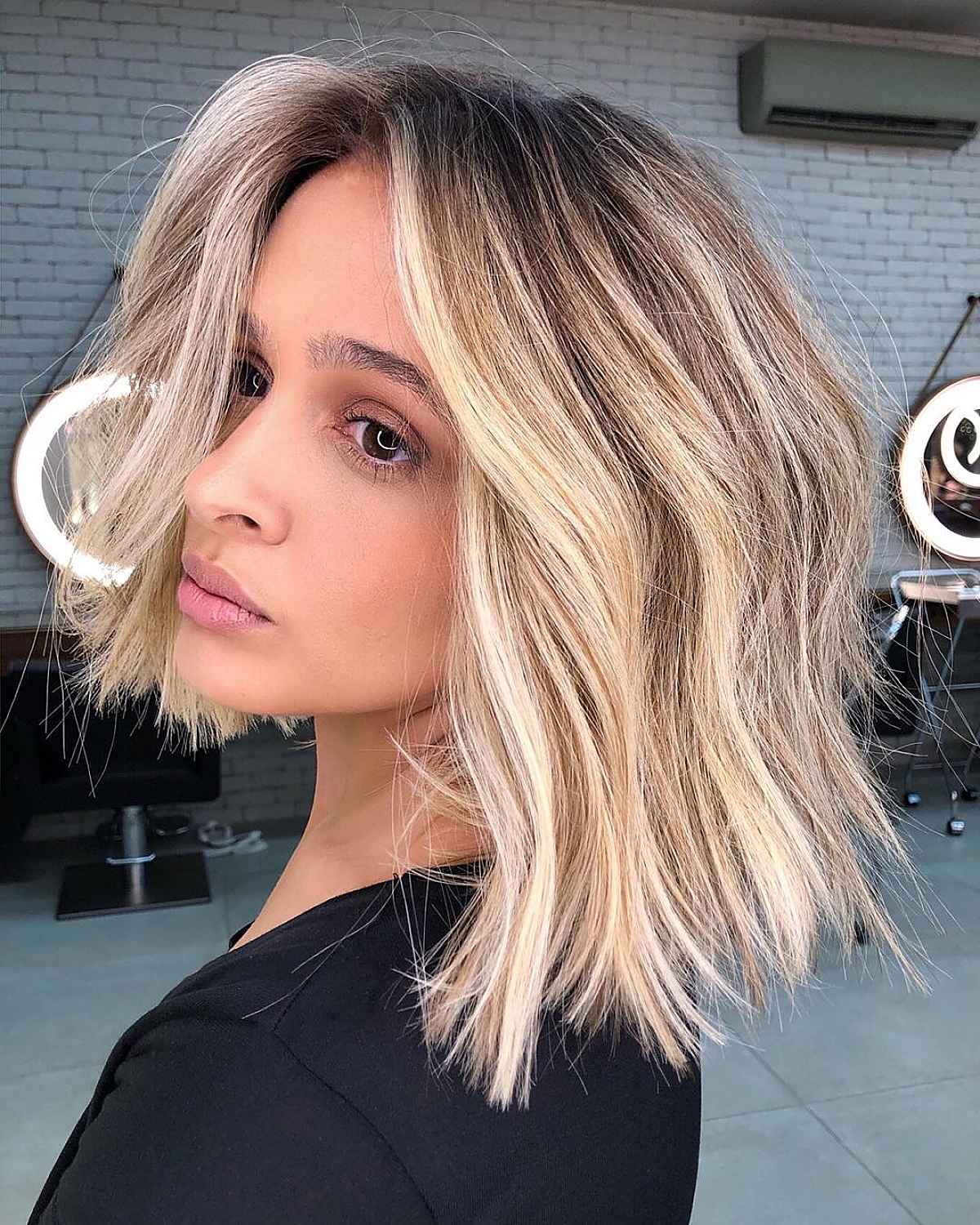 Tousled Long Blunt Bob