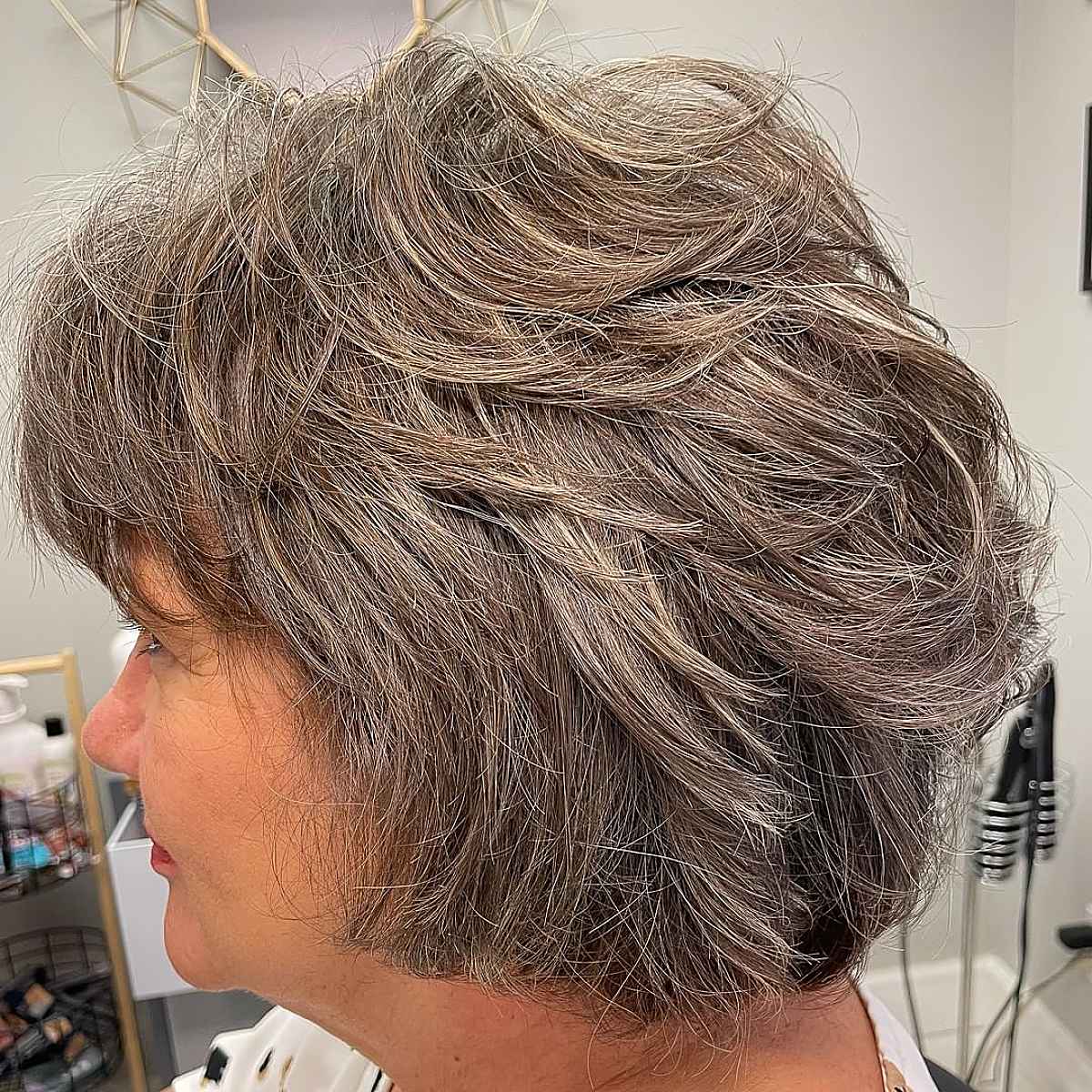 Voluminous Feathered Bob for Women Over 50