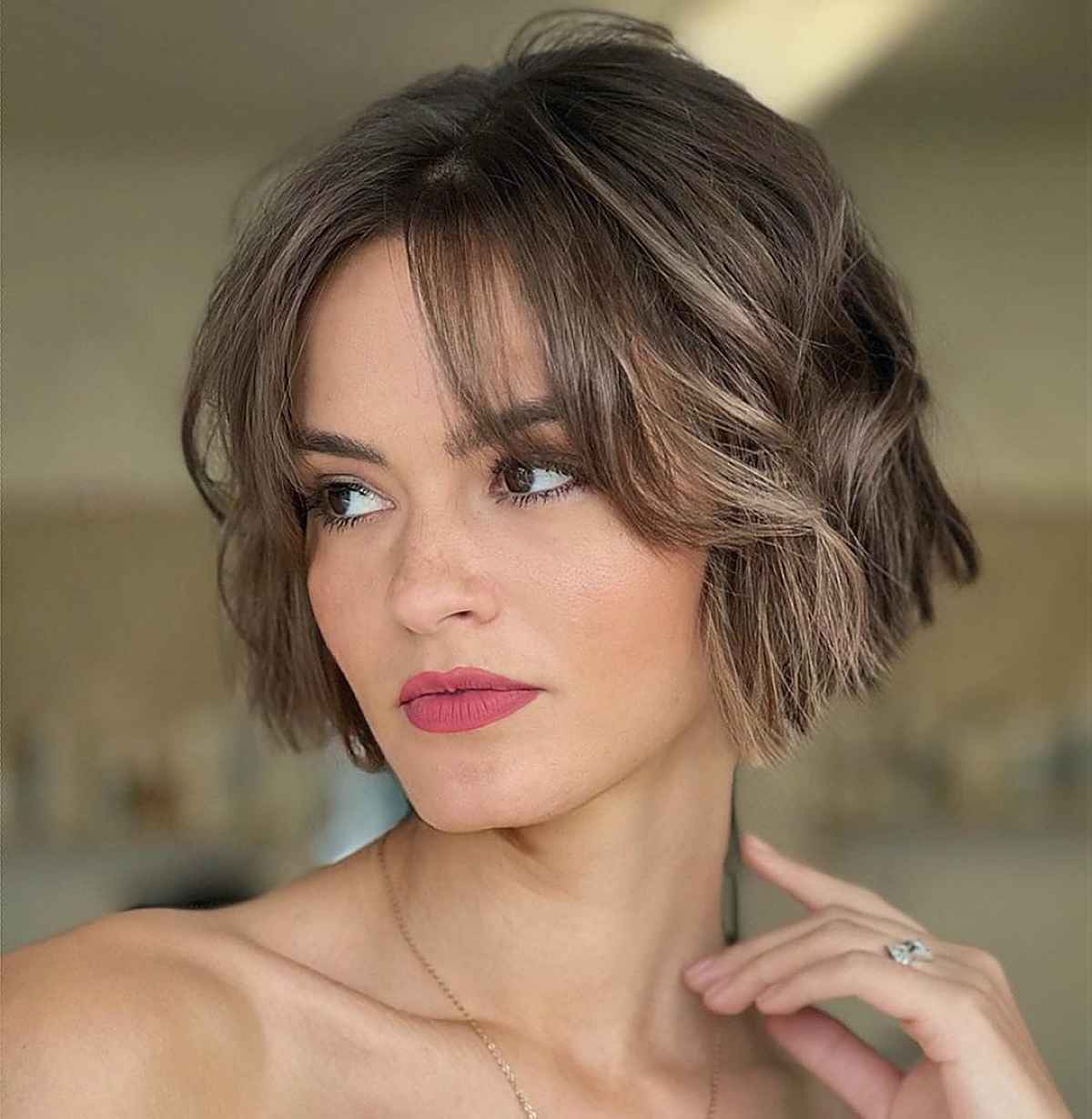 Wavy Bob with Face-Framing Bangs