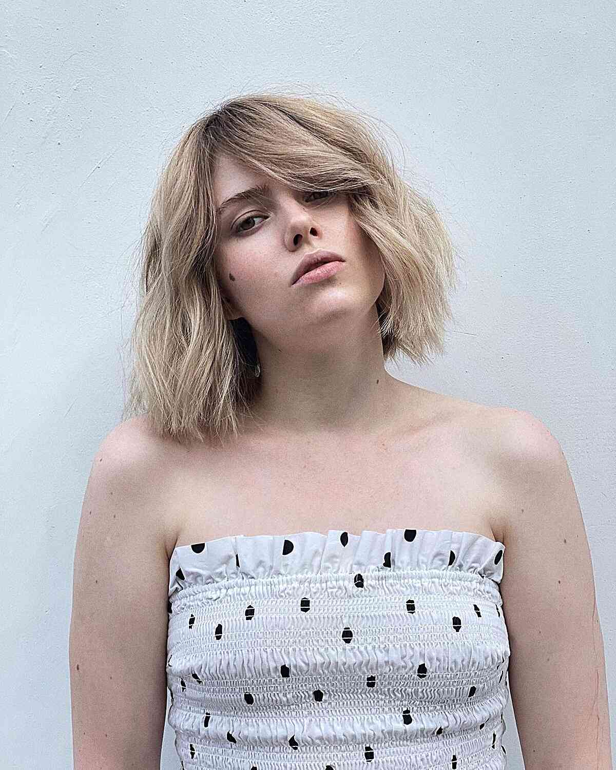 Wavy Bob with Side Bangs