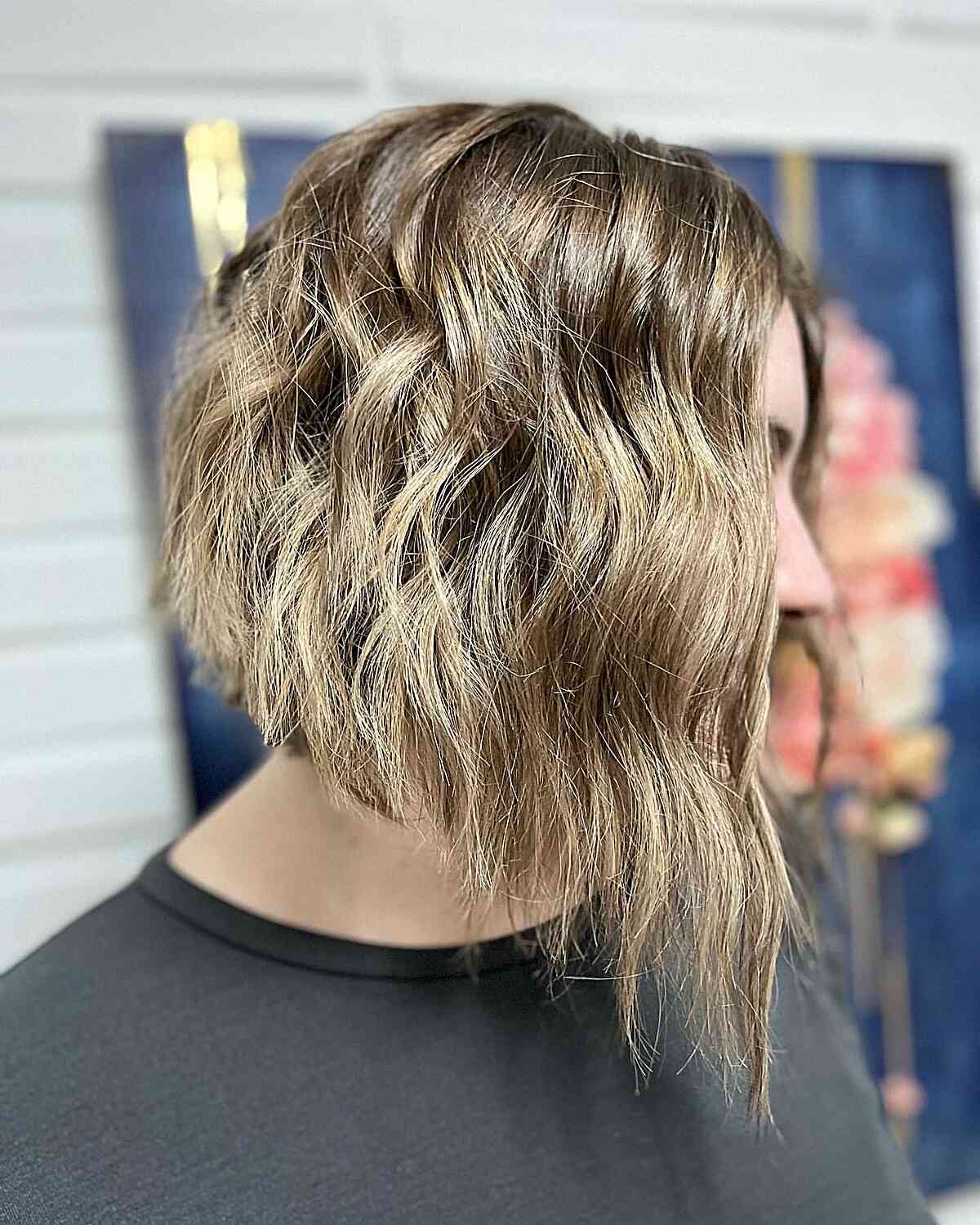 Youthful Wavy Angled Bob