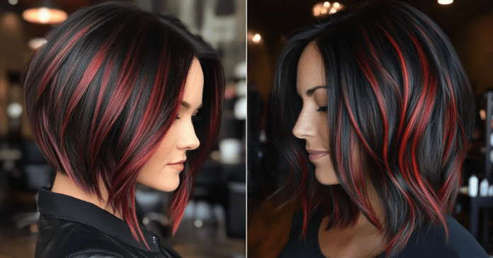 20 Chic Black Hair with Red Highlights for a Vibrant Contrast