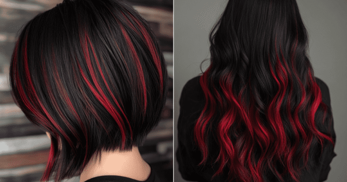 Red and Black Hair Stylish Ombre, Balayage, and Highlights