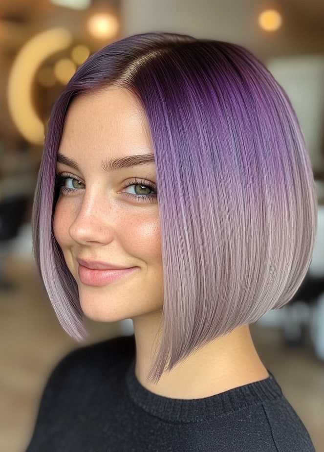 Sleek-Purple-Ombre-Bob-with-a-Silver-Fade