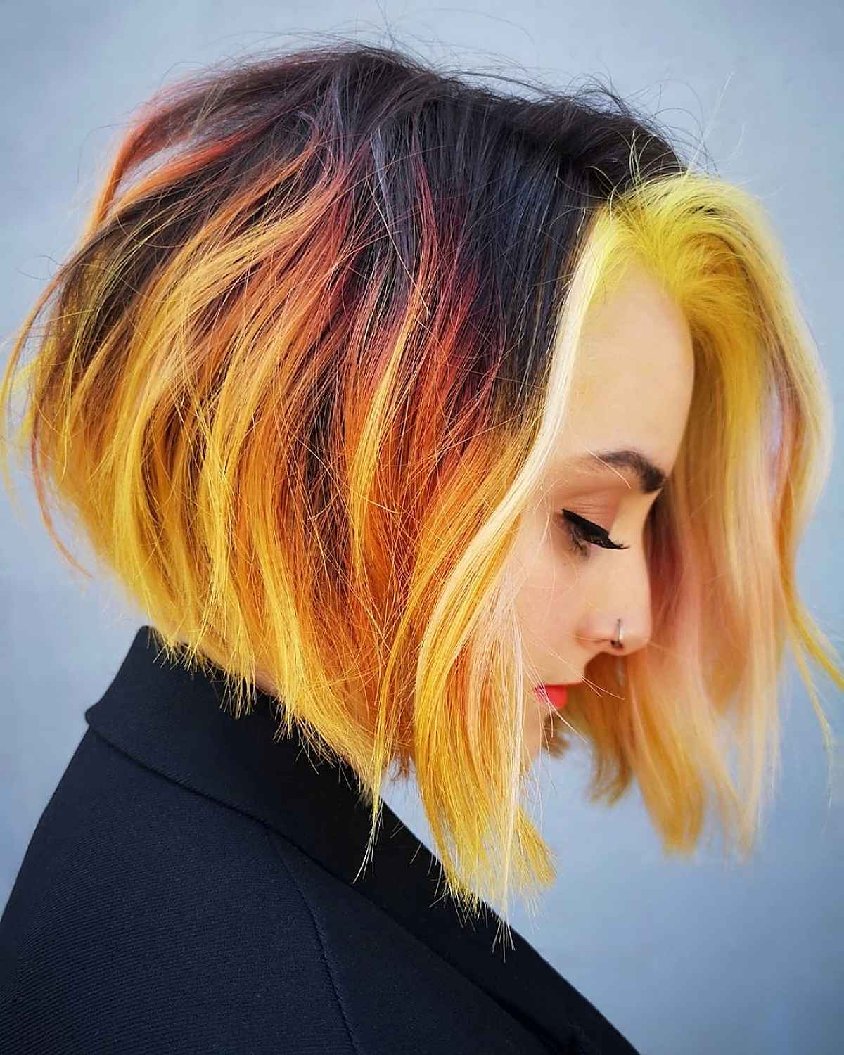 black and yellow wavy bob 