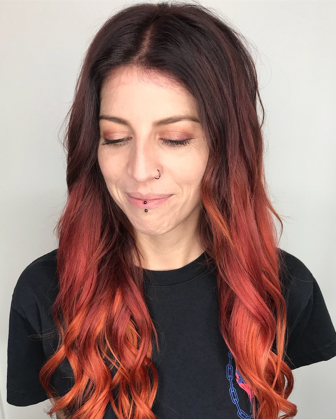 Black to Copper Red Ombre hair