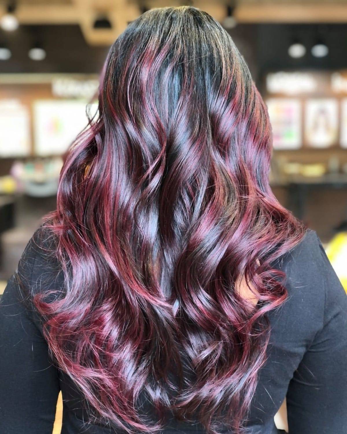 Bright Burgundy Hair Highlights