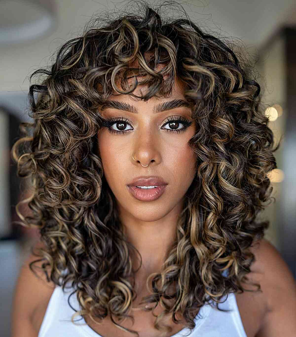 Burnt Caramel Balayage Curly Hair