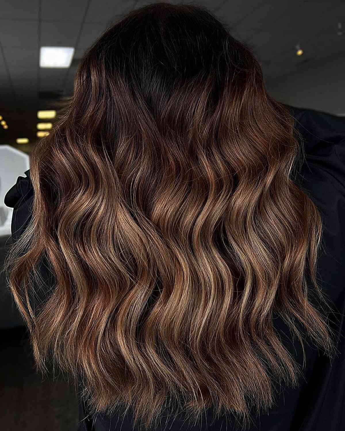 Chocolate Brown Balayage with Hazelnut Tones