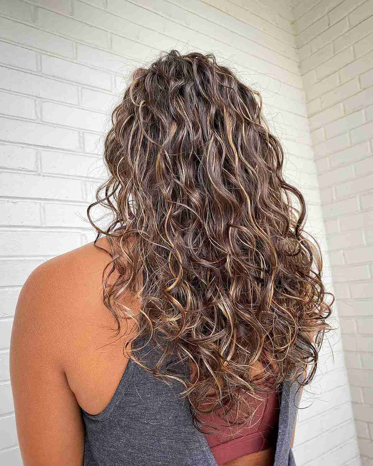 Curled and Dimensional Milk Chocolate Brown Balayage Hair