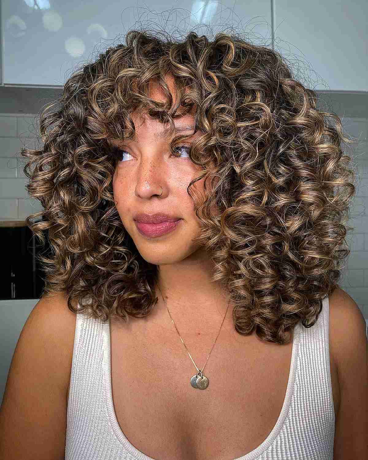 Curly Balayage Highlights