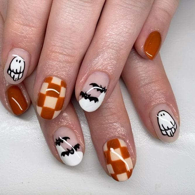 Cute Bats Halloween Nails