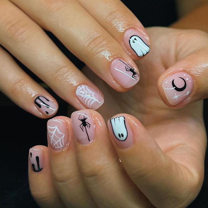 Cute Ghost Halloween Manicure