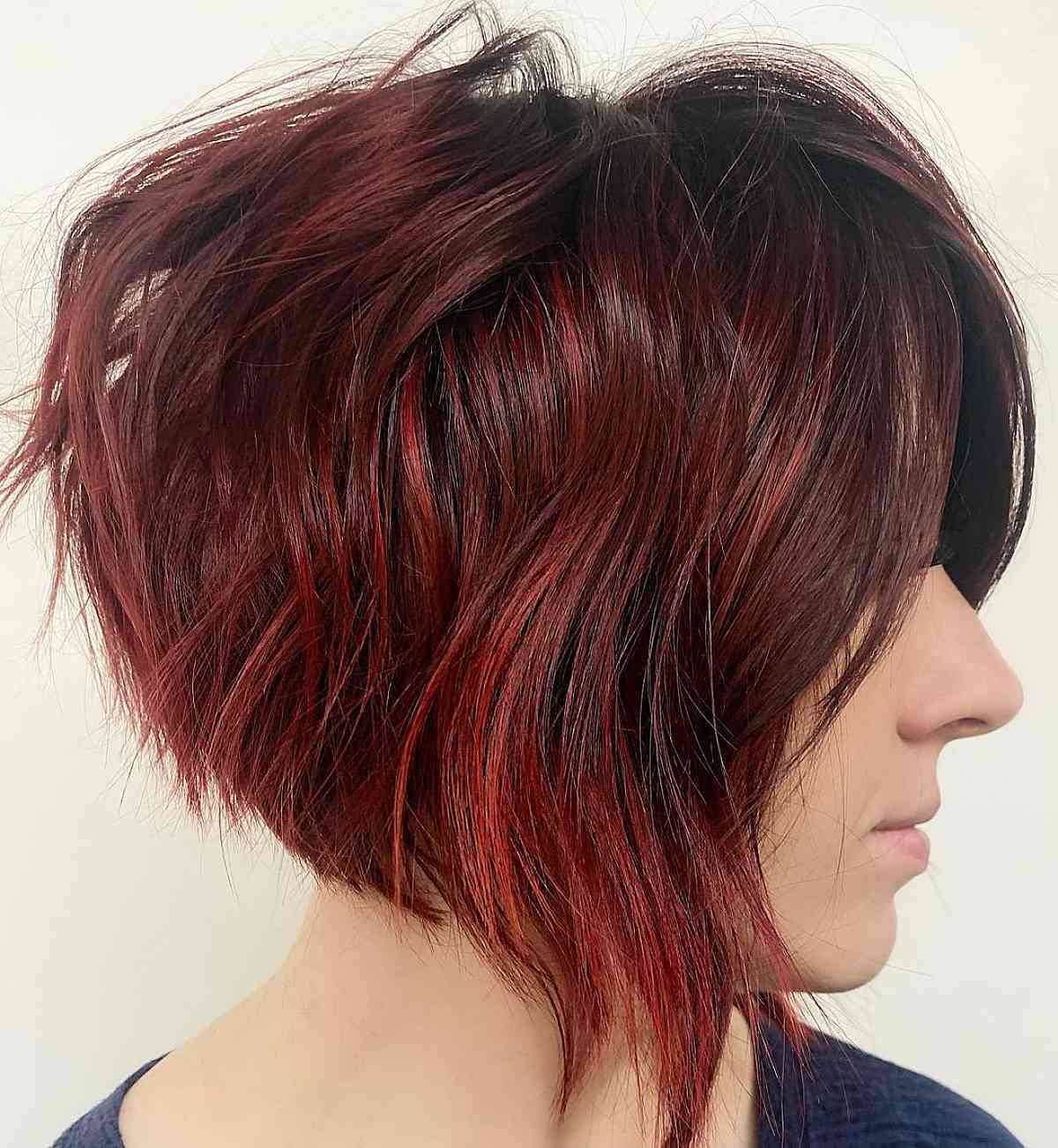 dark red highlights on black hair color