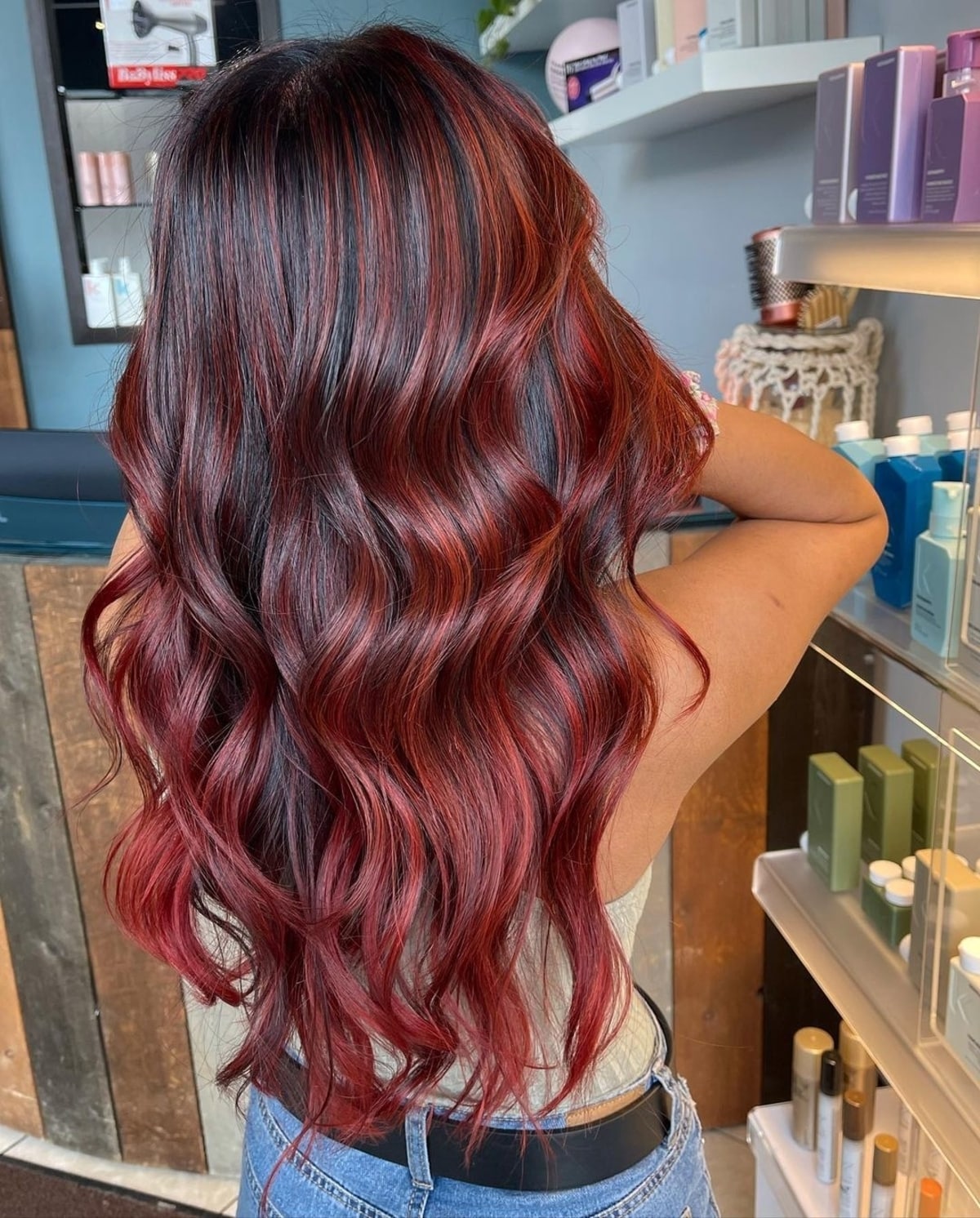 Deep Red on Black Hair