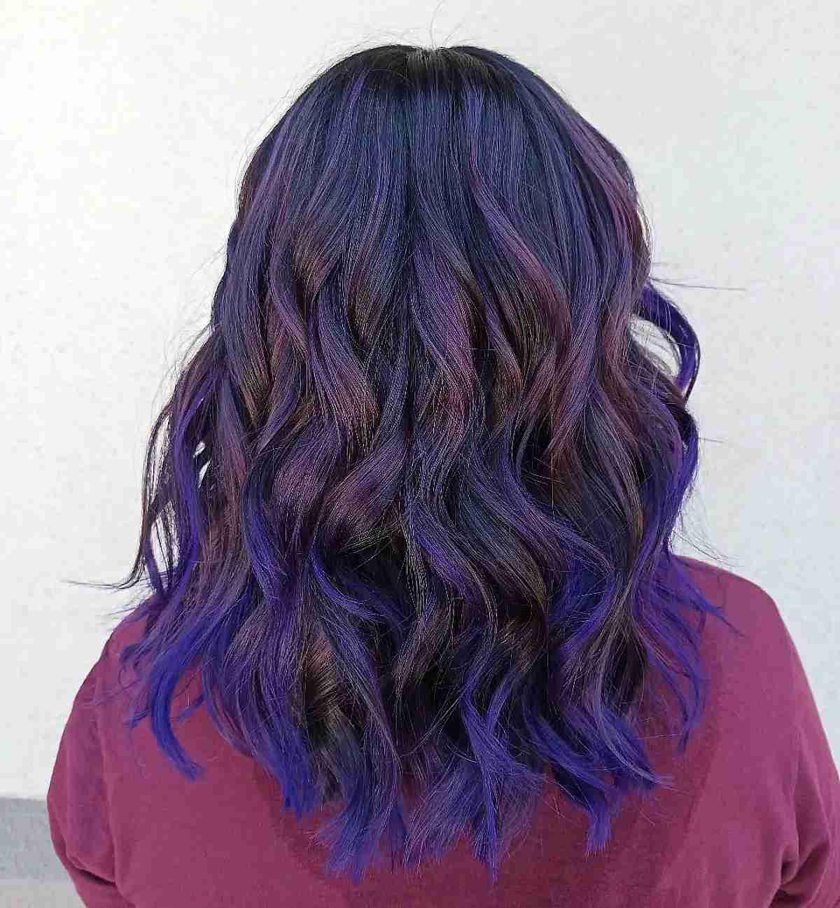 Dimensional Deep Purple Balayage Tones