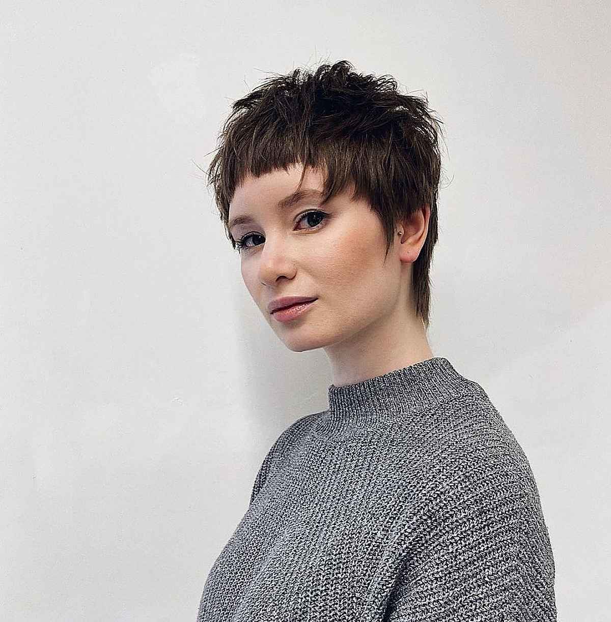 Eye-Catching Choppy Pixie with Baby Bangs