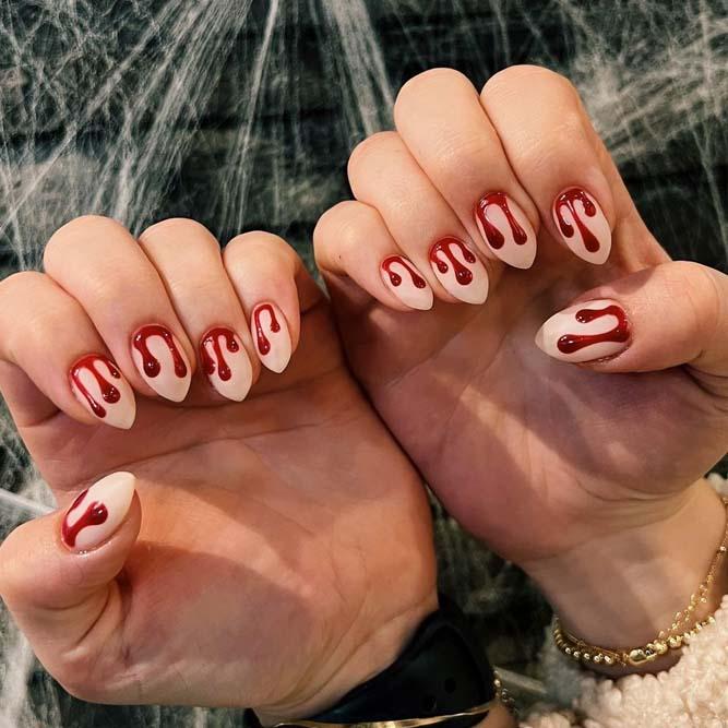 Fake Bloody Nude Nails for Halloween