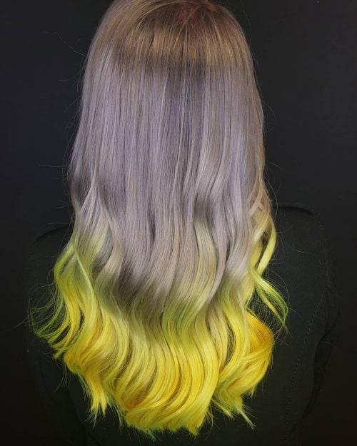 Grey to yellow long hair