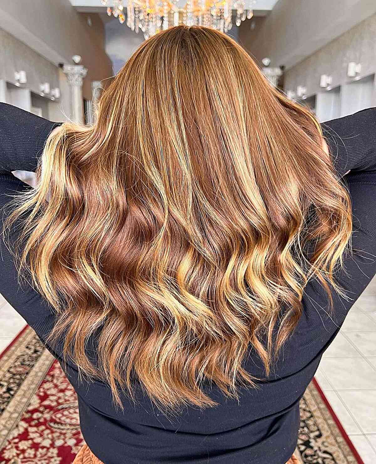 Honey Pumpkin Spice Medium Hair with Blonde Highlights