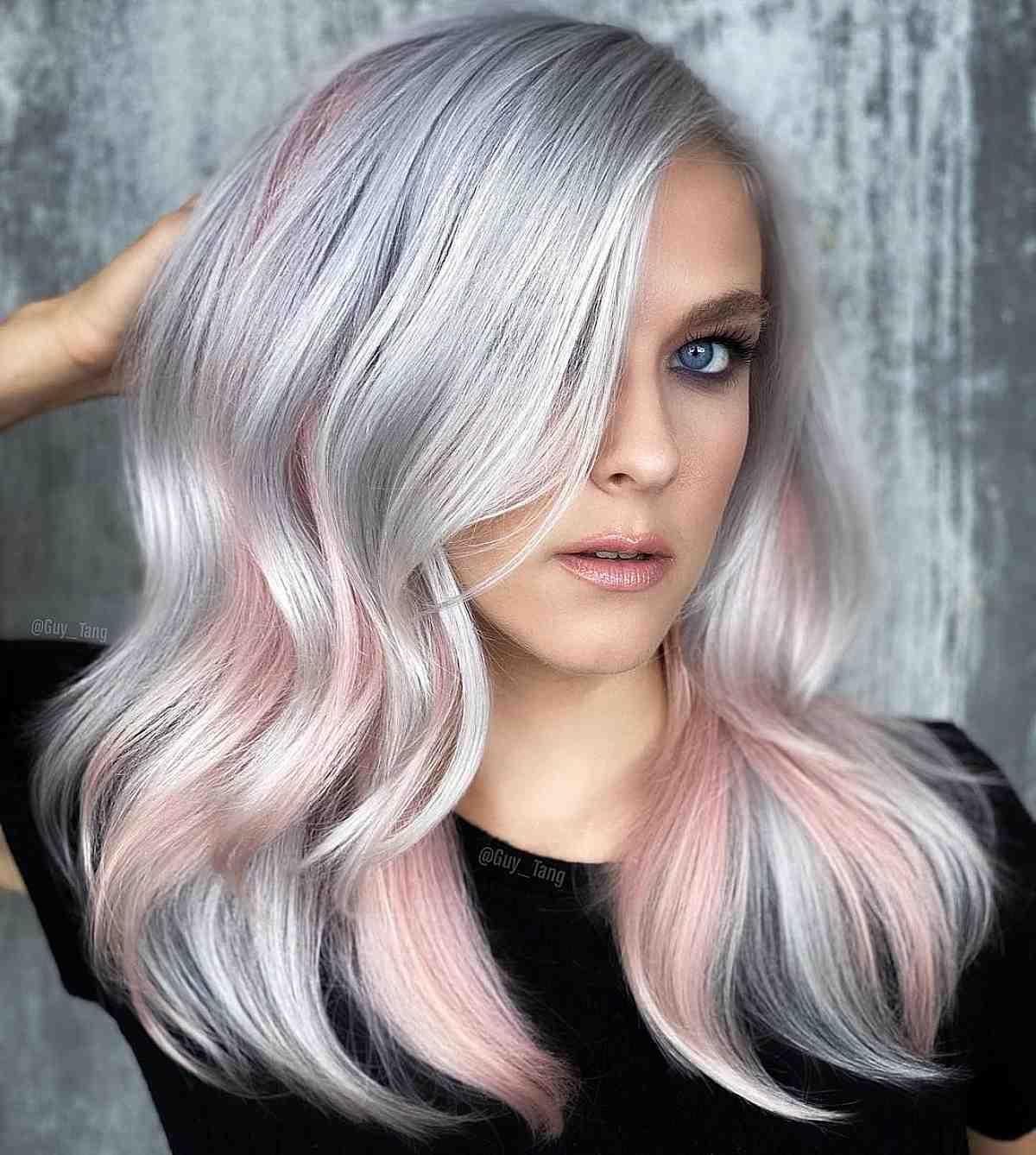 Light Pink and Silver Balayage