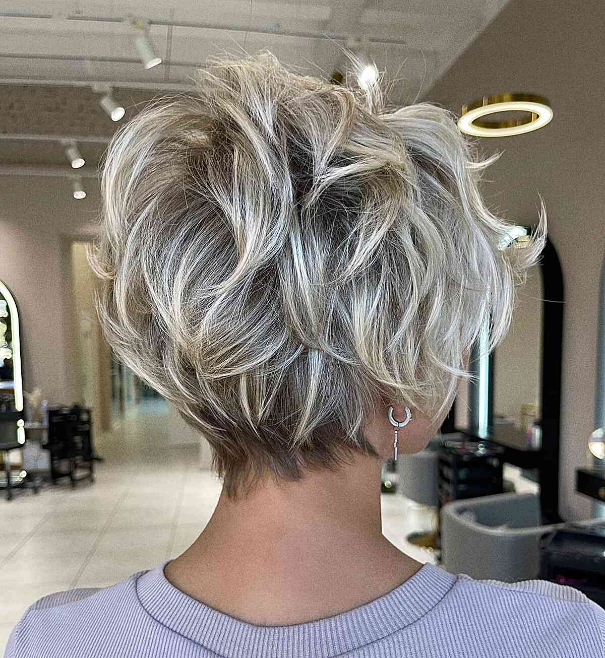 Long Champagne Blonde Pixie Cut