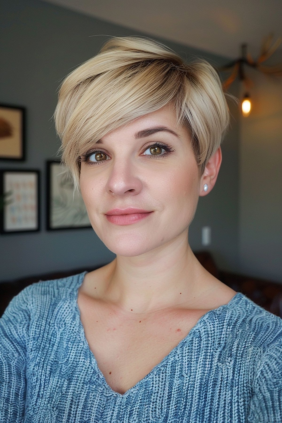 long choppy pixie with side bangs for fine hair