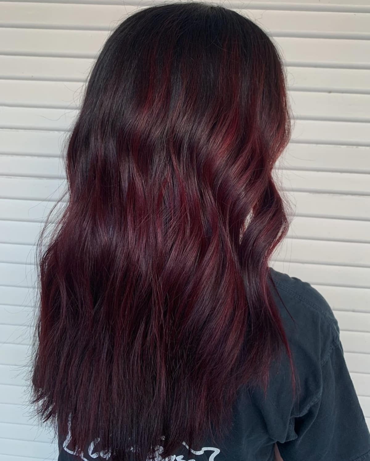 Maroon Red on Black Hair