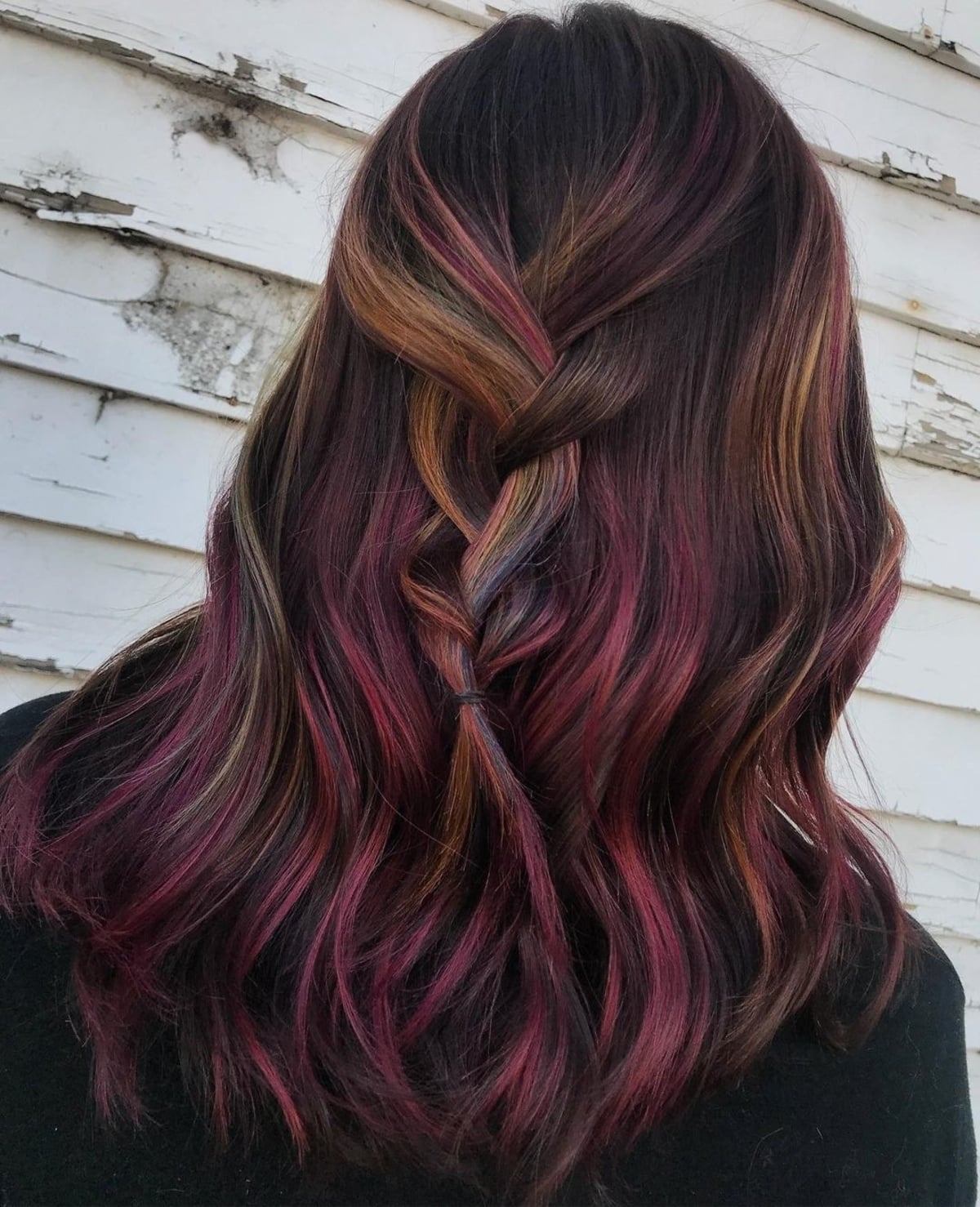 Maroon with brown highlights