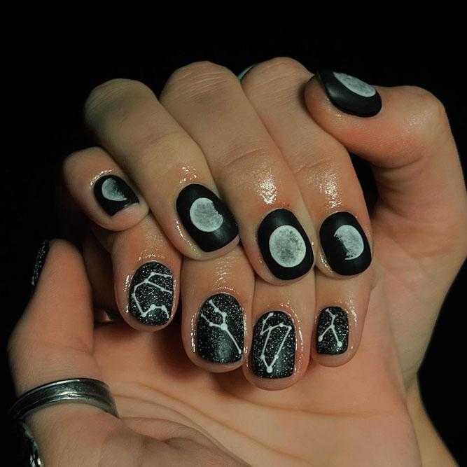 Moon and Stars Nails for Halloween