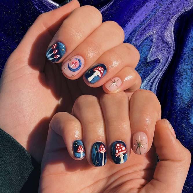 Mushrooms Halloween Nails