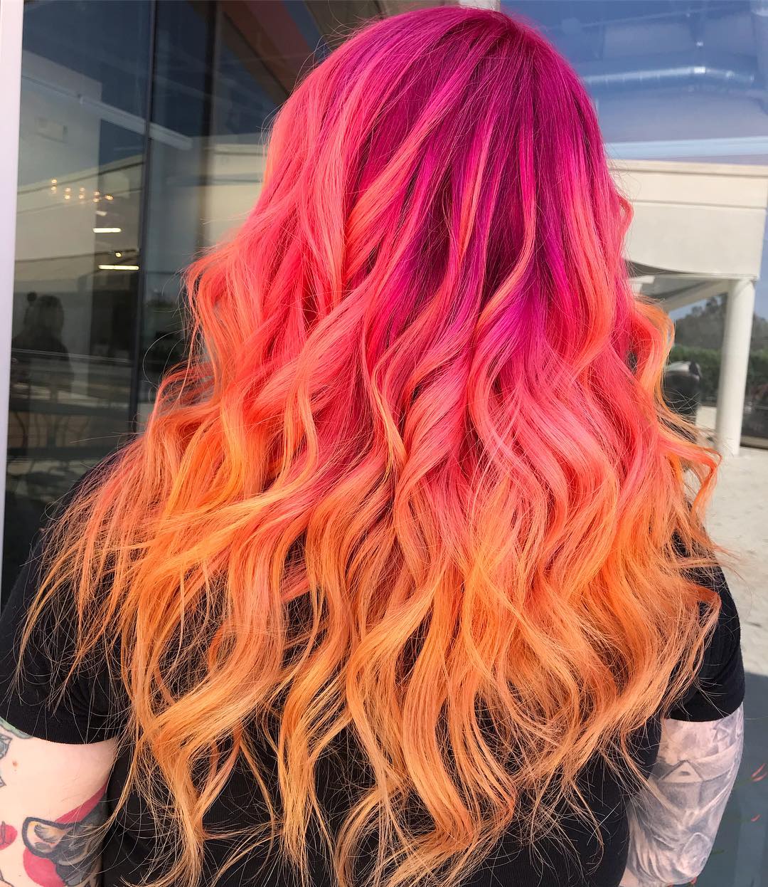 Pink and orange ombré