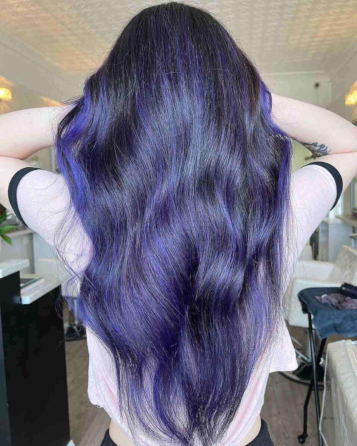 Purplish Blue Balayage Highlights