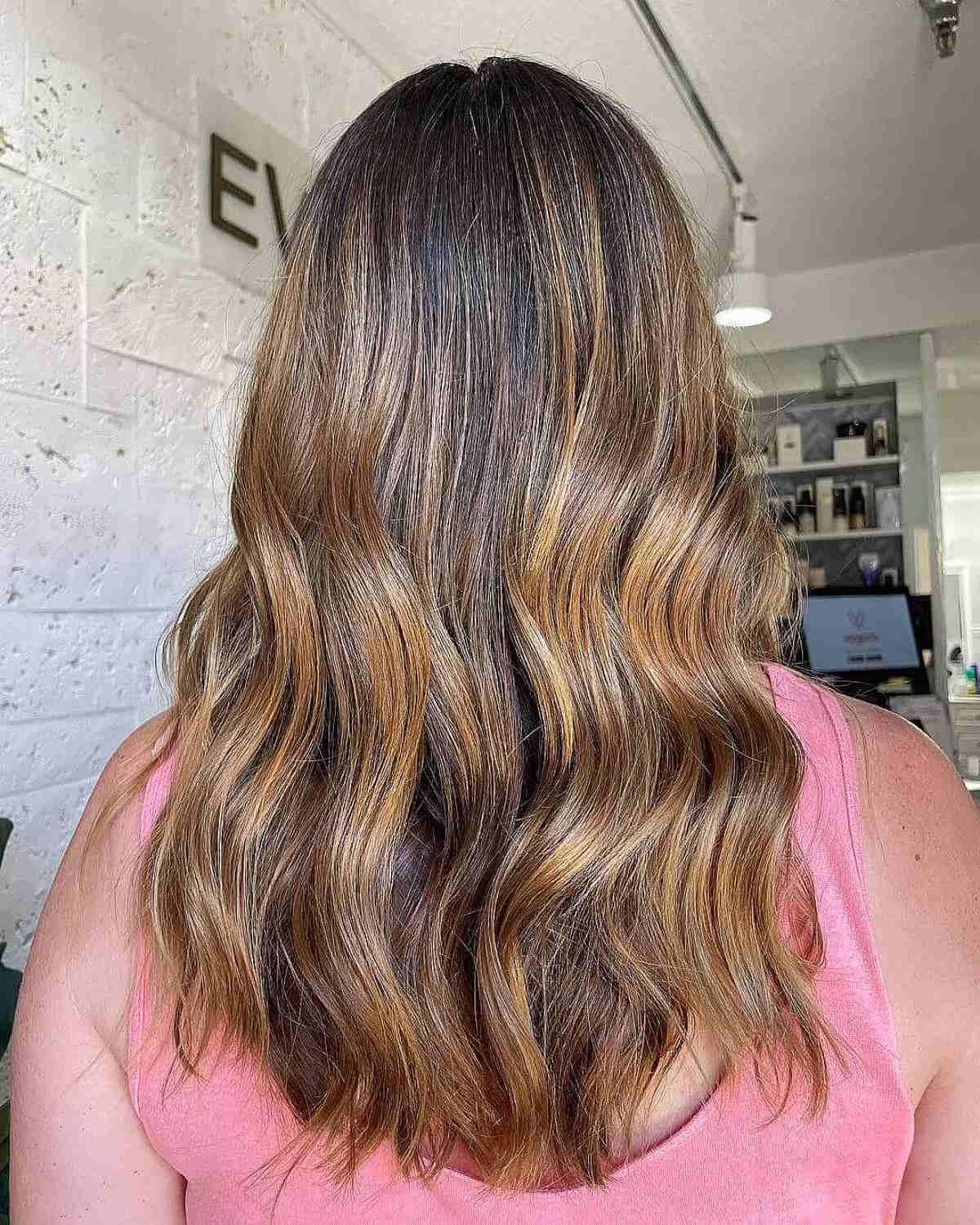 Reverse Rooted Caramel Balayage