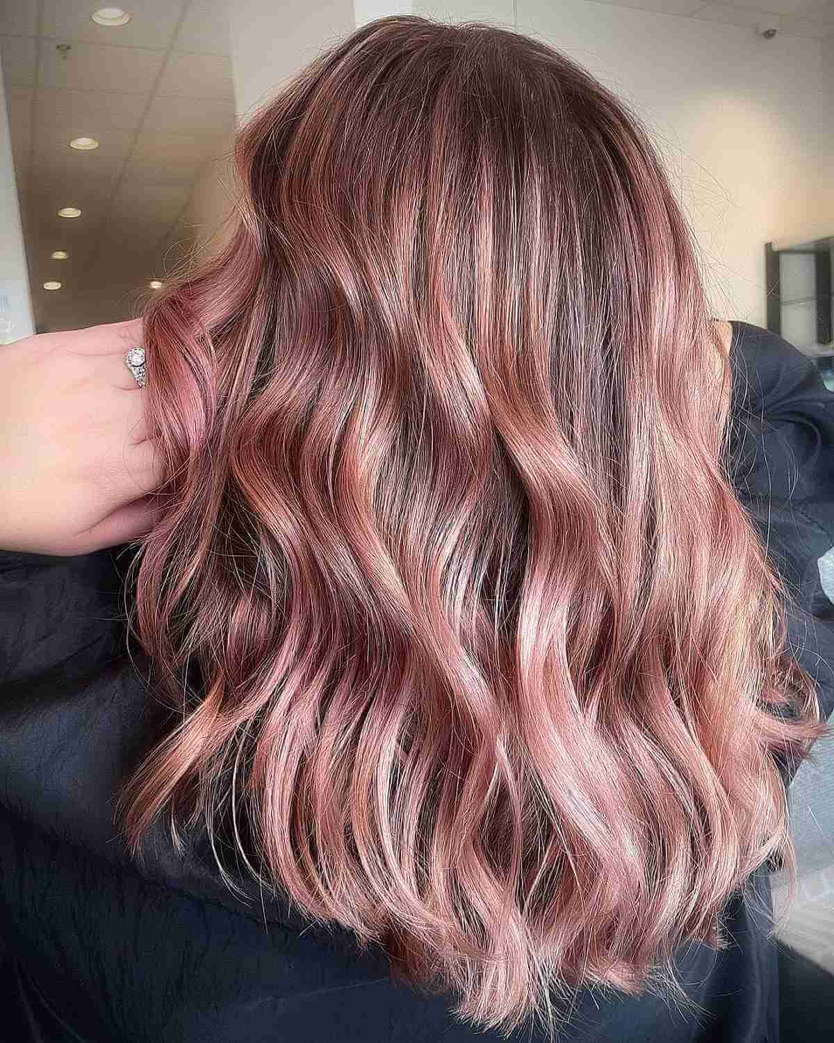 Rose Golden Blush Pink Balayage