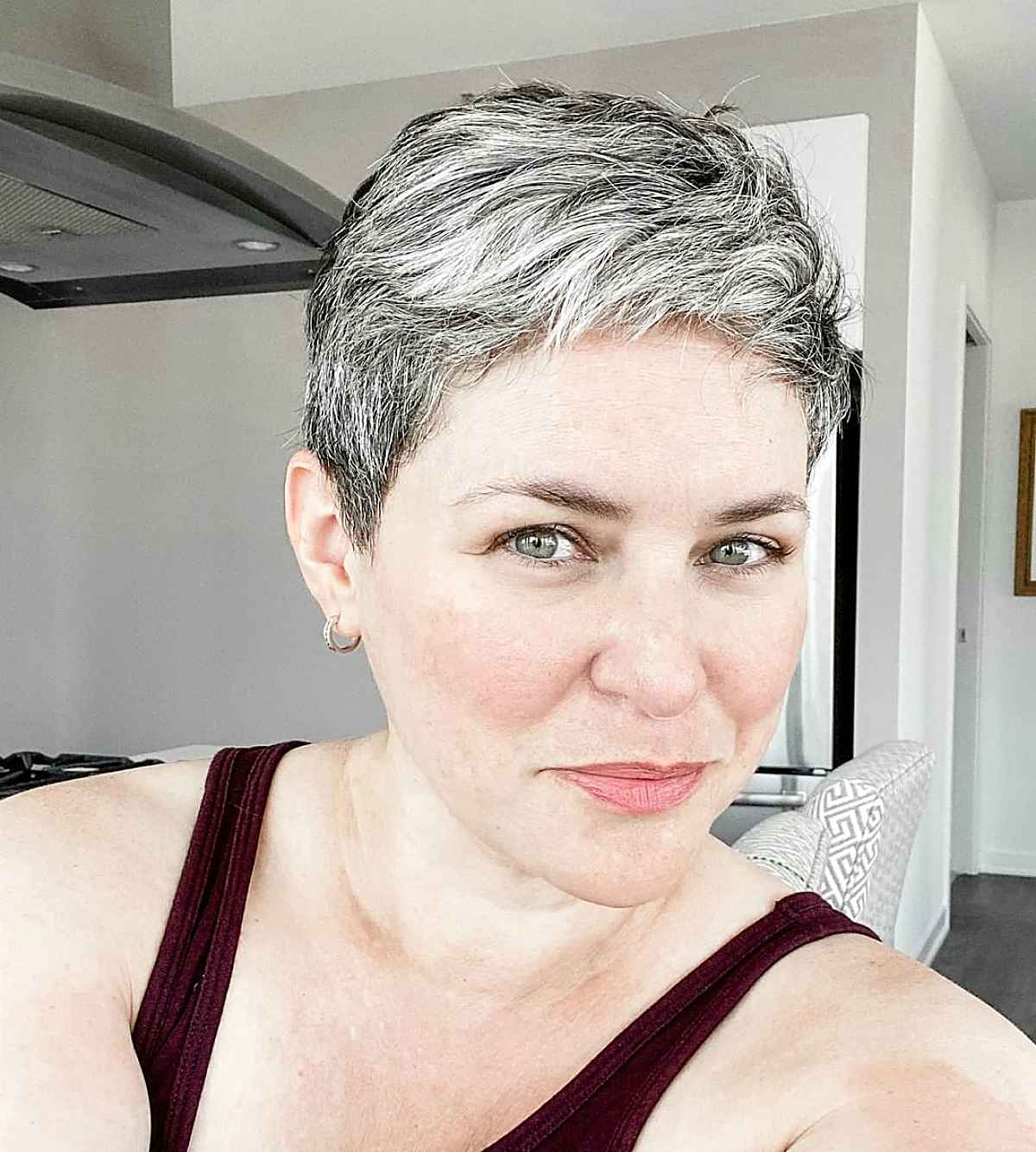 Salt-and-Pepper Short Pixie Cut for Thinner Hair