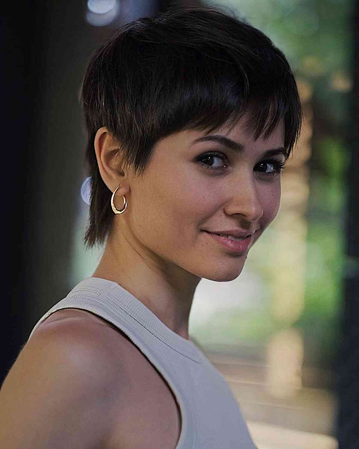 Short Pixie Cut with Choppy Fringe Bangs