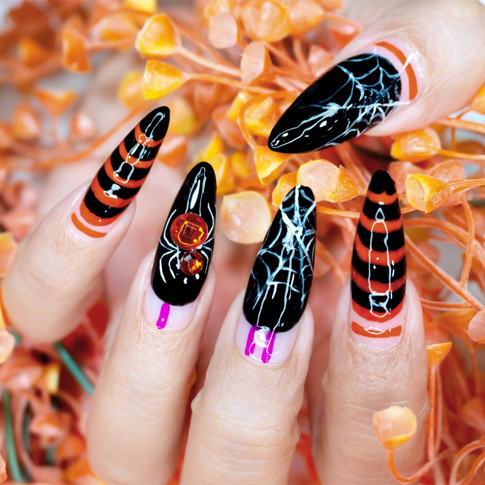 Spider Web Halloween Nails