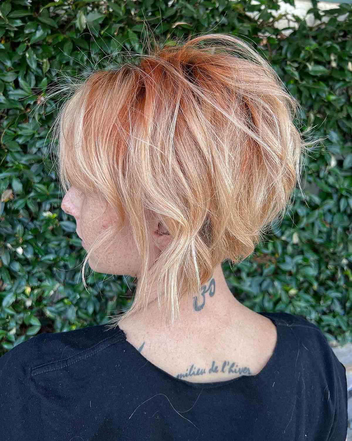 Tousled Light Peach Balayage Highlights