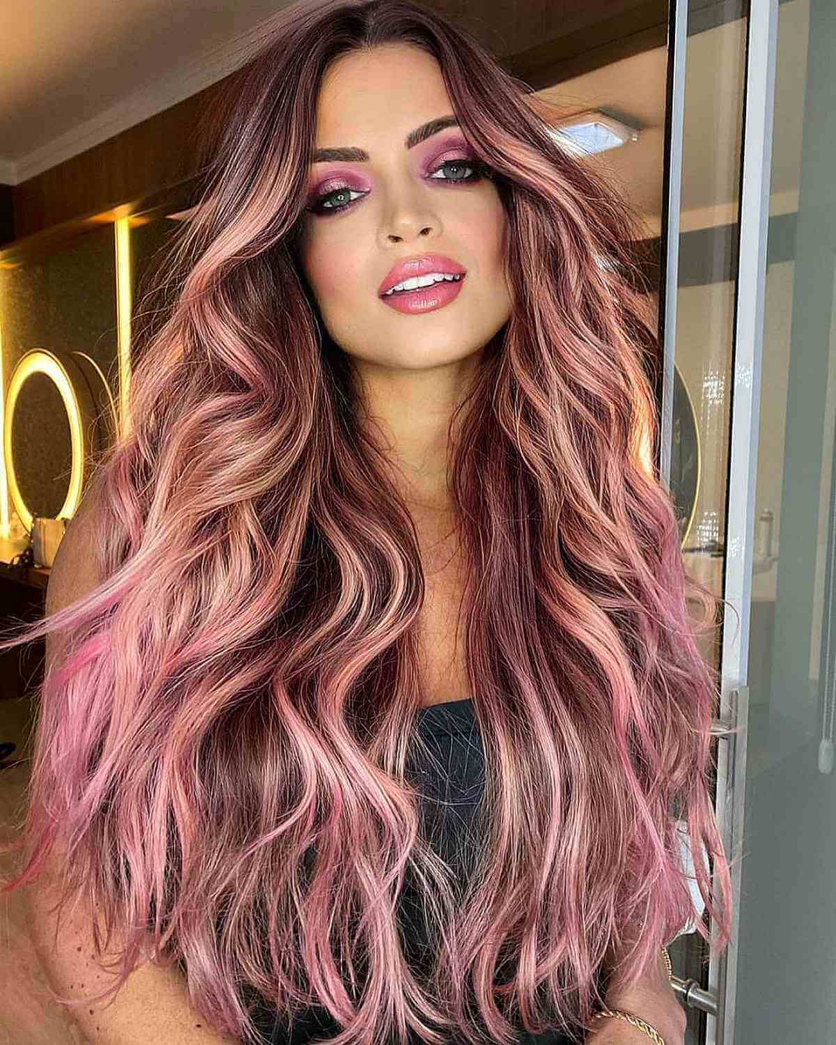 Very Long Rose Gold Balayage