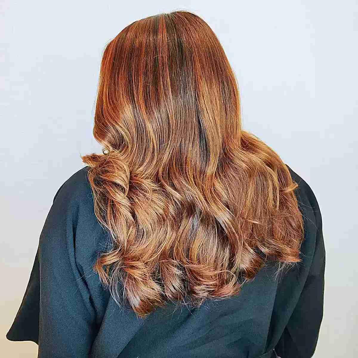 Warm Light Pumpkin Spice Color on Medium Hair