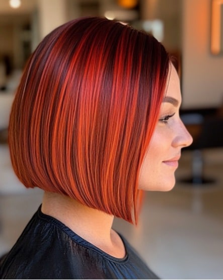 Fiery Red Balayage Bob